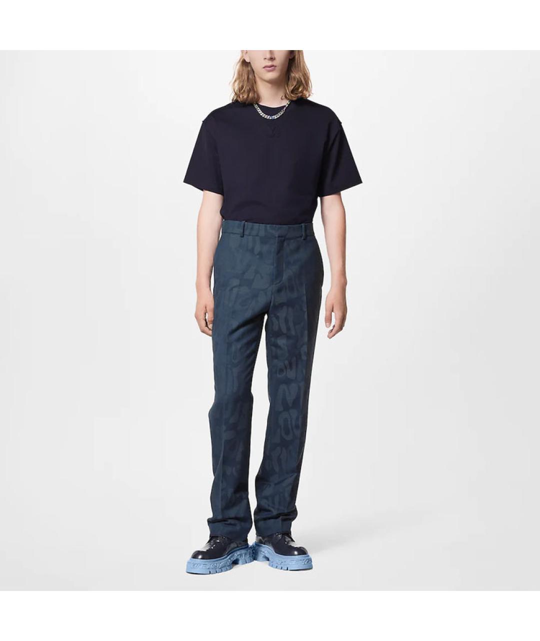 LOUIS VUITTON Темно-синяя хлопковая футболка, фото 2