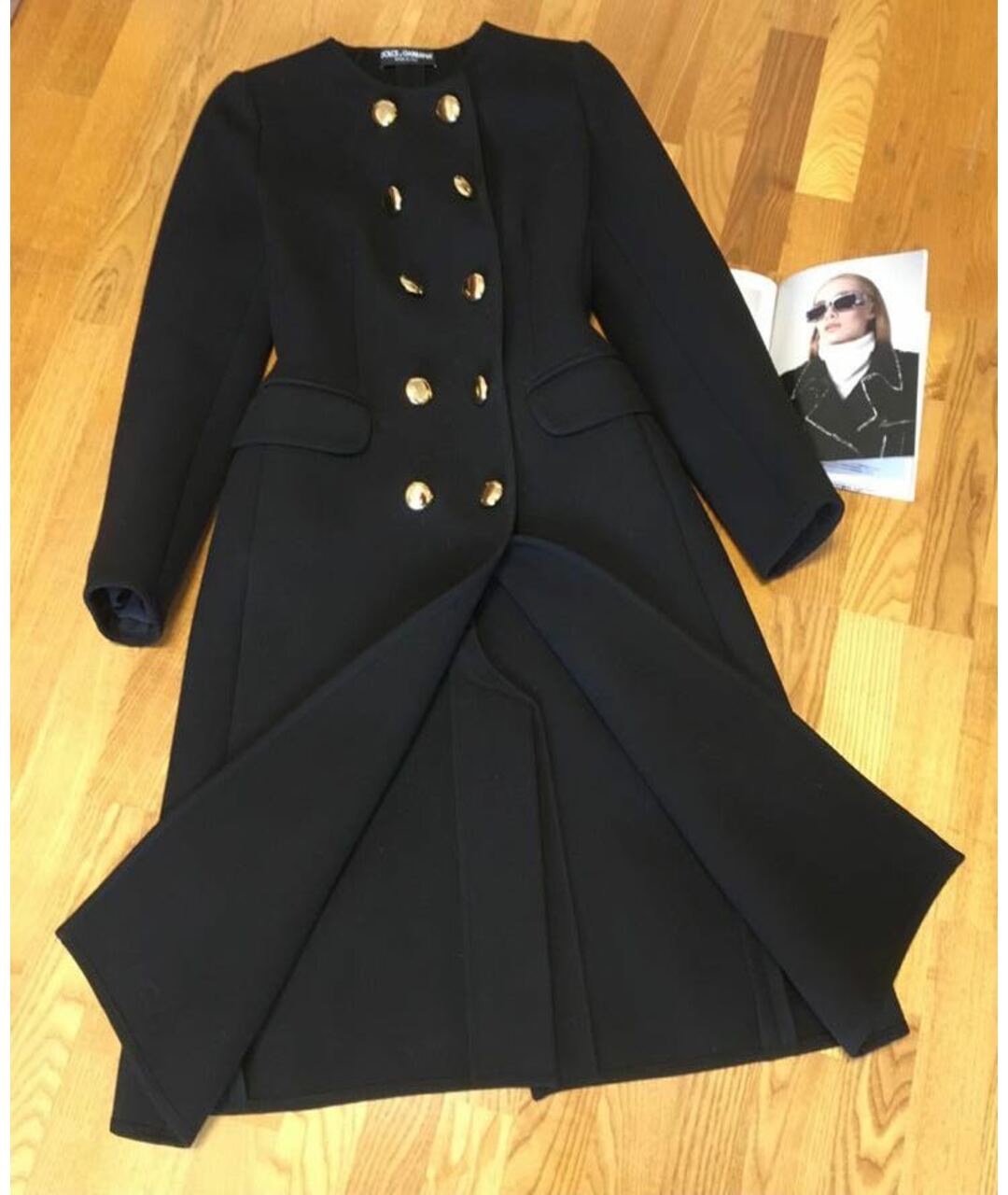 DOLCE&GABBANA Черное шерстяное пальто, фото 6