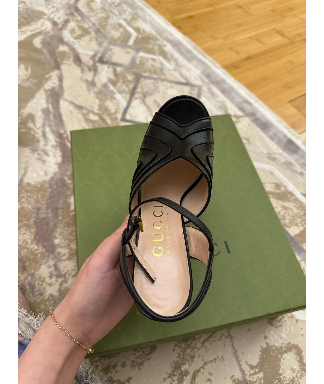 GUCCI Черные кожаные туфли, фото 3