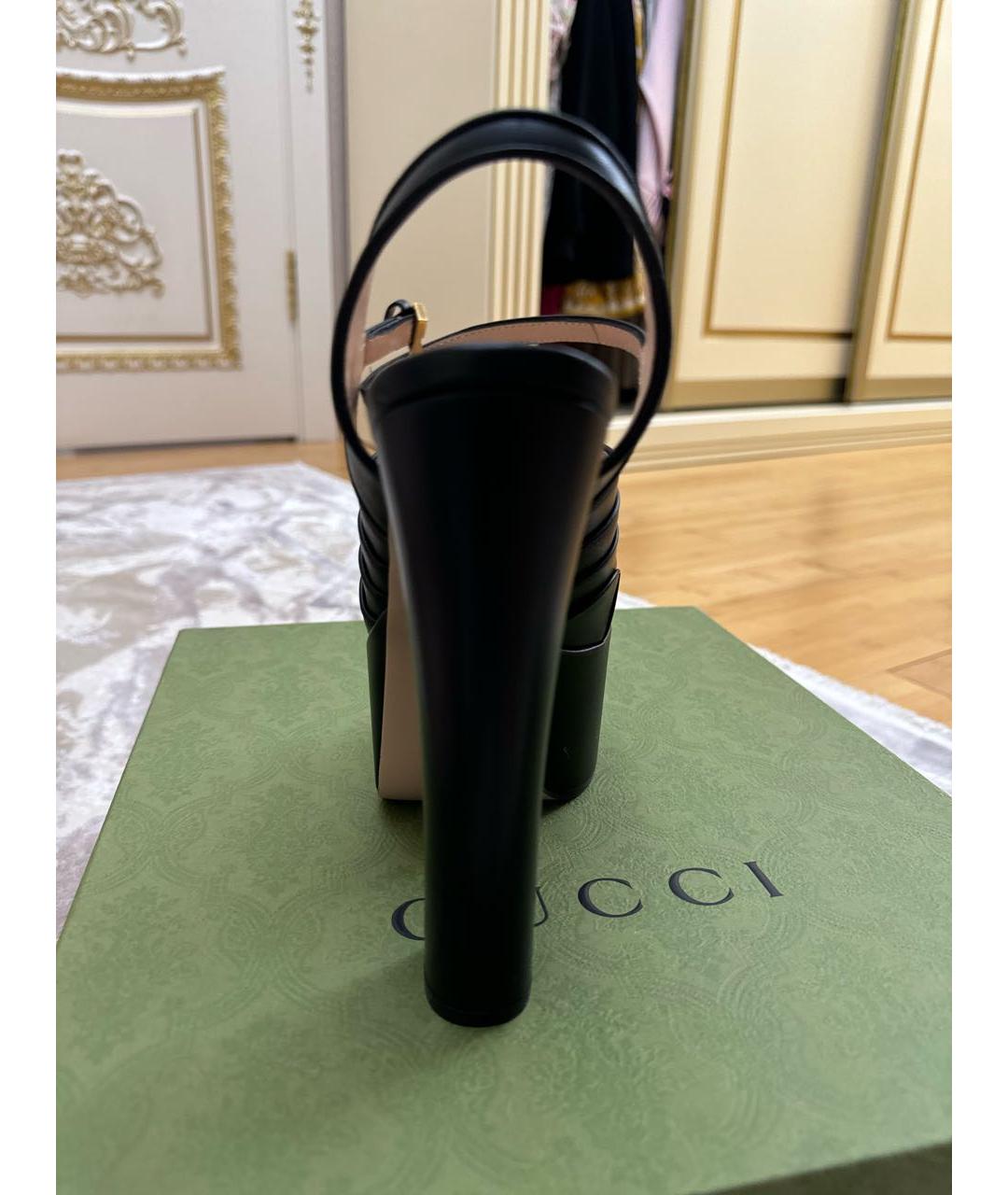 GUCCI Черные кожаные туфли, фото 4