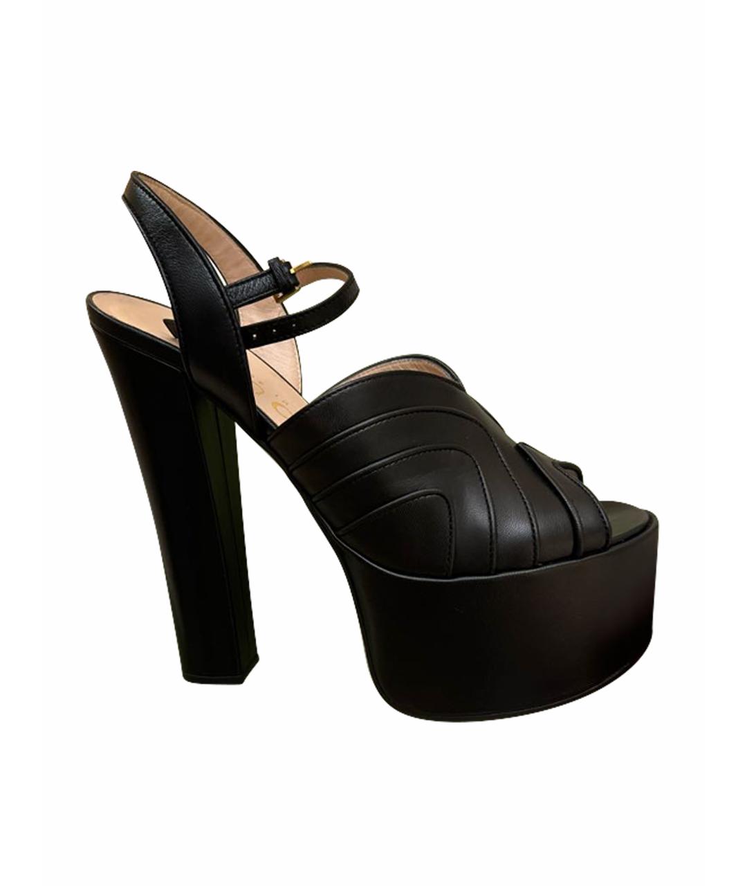 GUCCI Черные кожаные туфли, фото 1