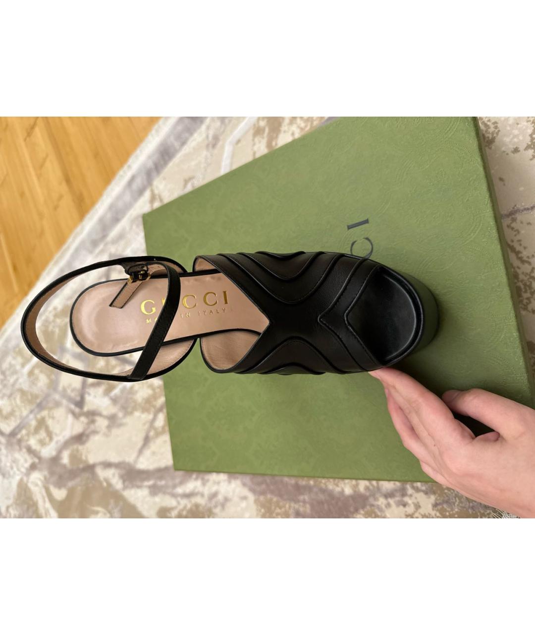 GUCCI Черные кожаные туфли, фото 2