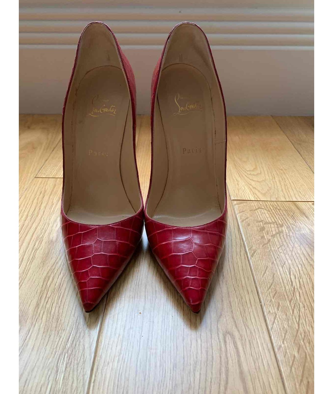 CHRISTIAN LOUBOUTIN Красные туфли из экзотической кожи, фото 2
