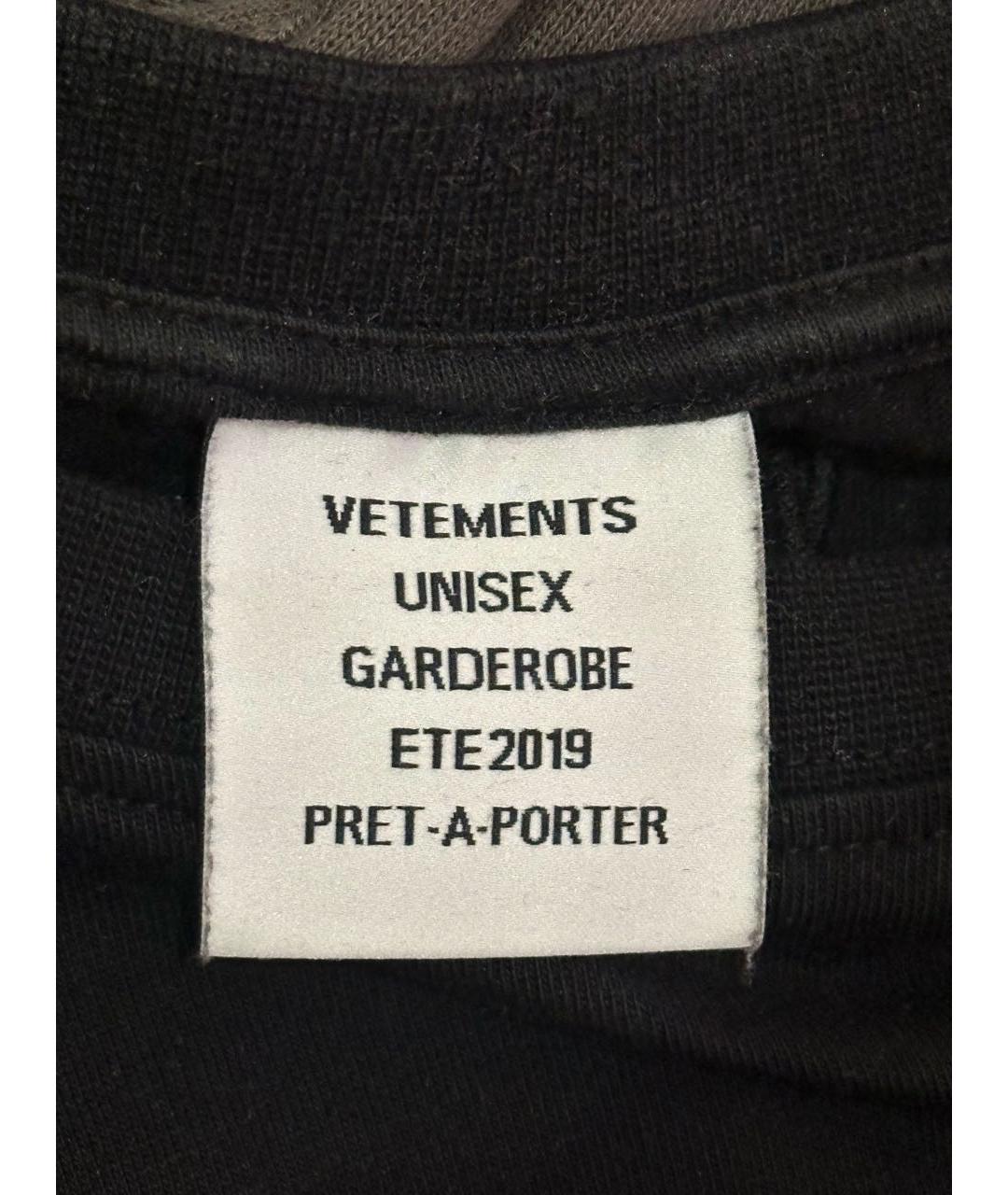 VETEMENTS Черная хлопковая футболка, фото 5