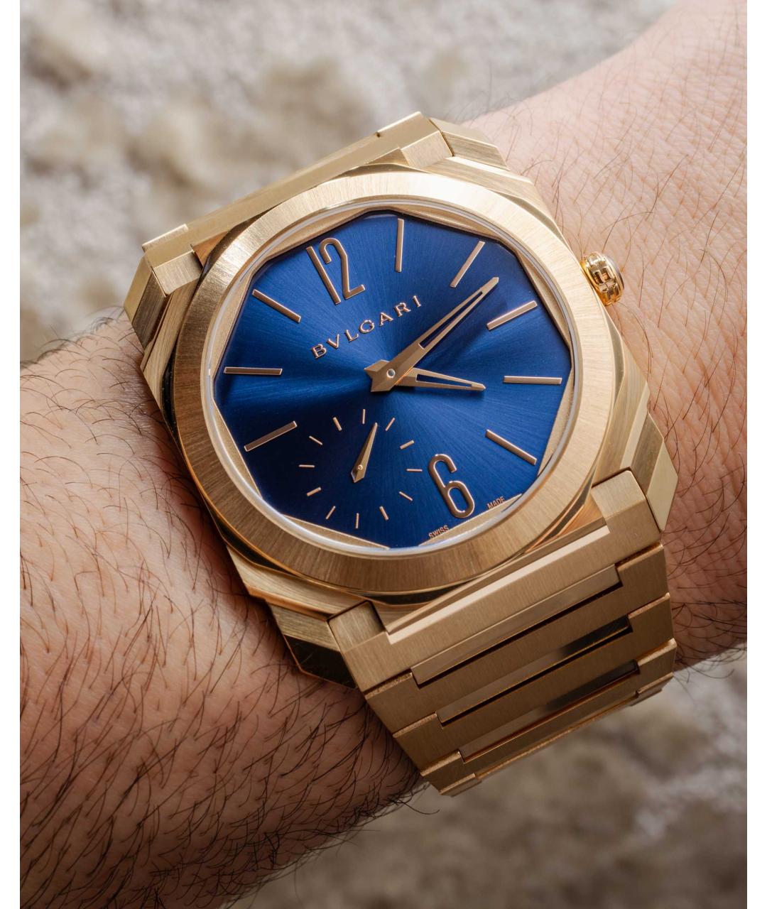 BVLGARI Синие часы из желтого золота, фото 3