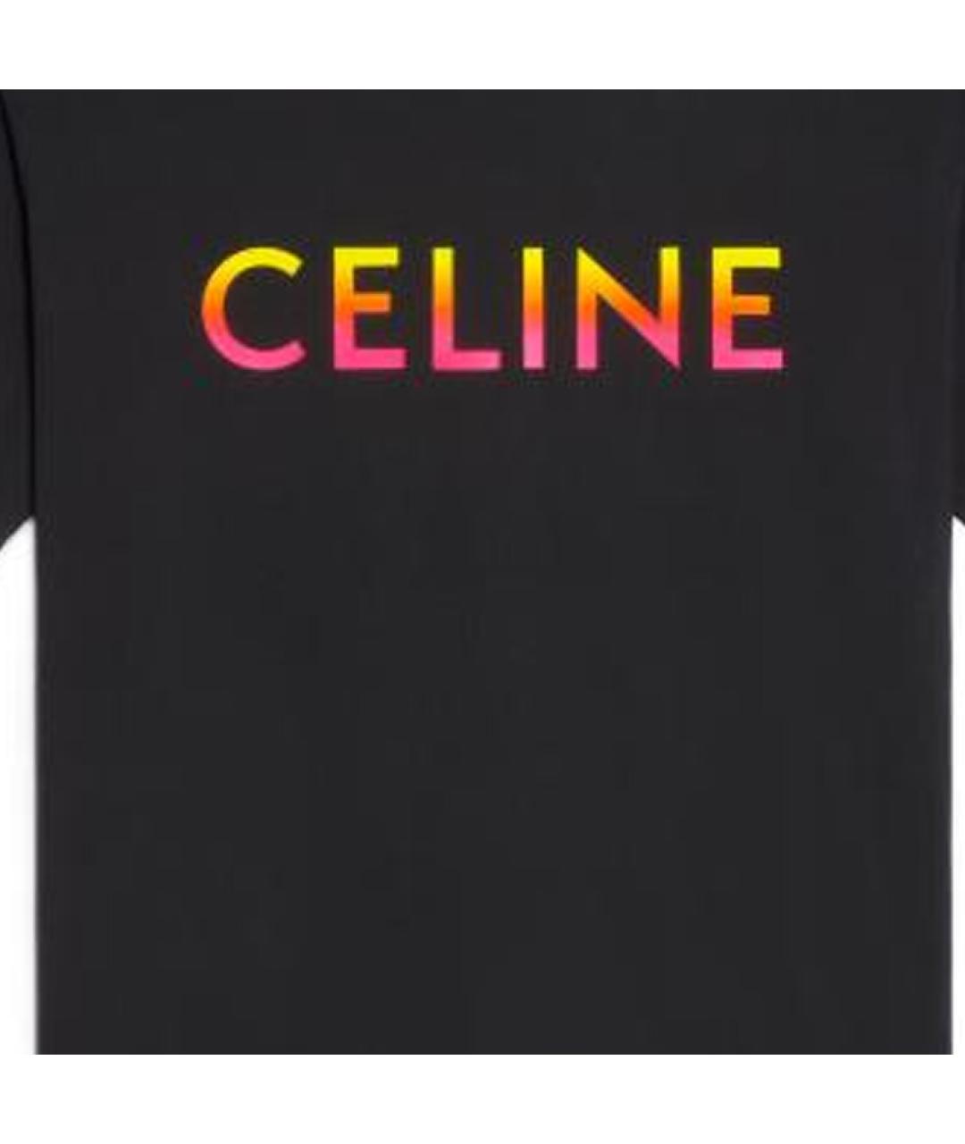 CELINE Черная хлопковая футболка, фото 3