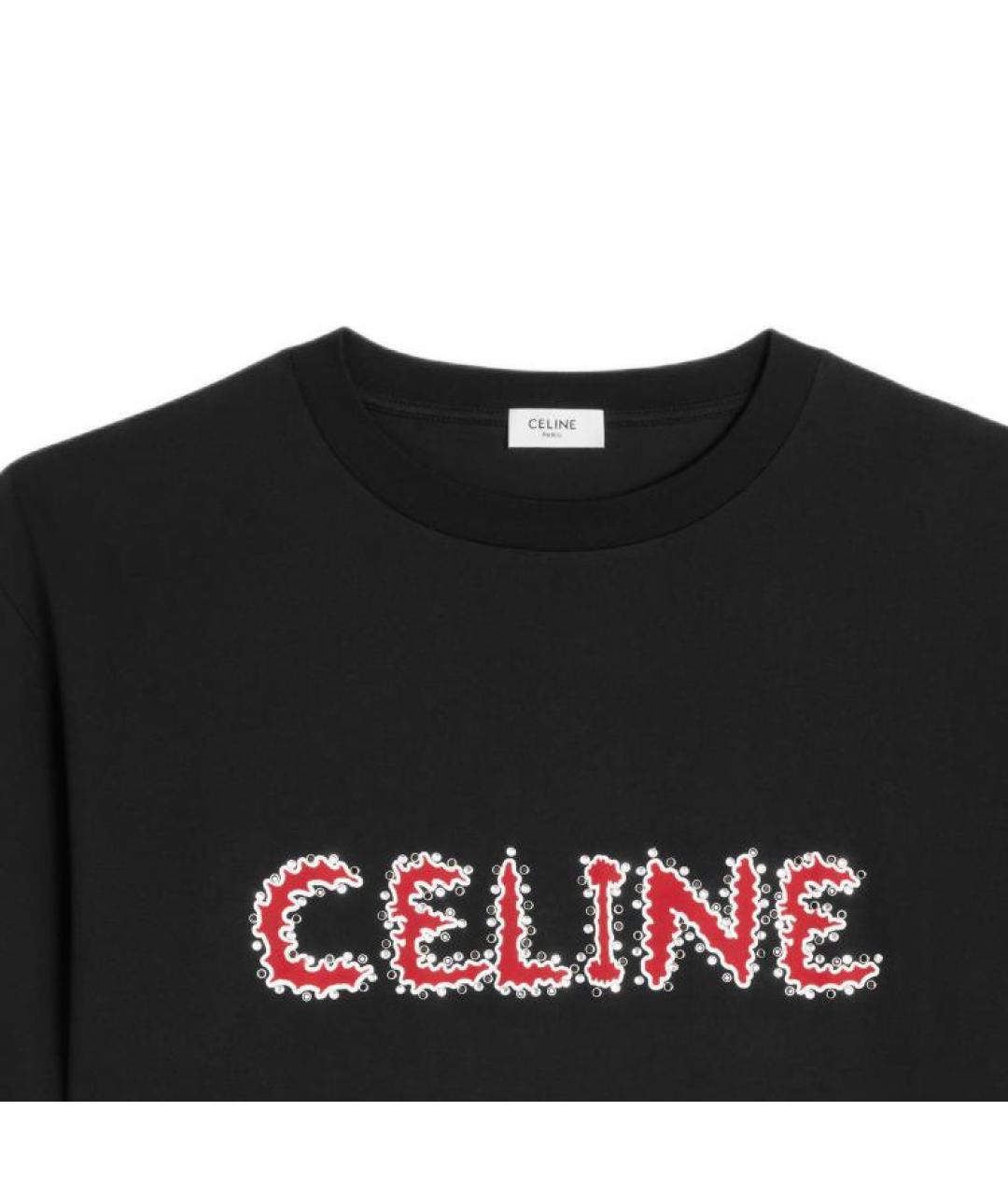 CELINE Черная хлопковая футболка, фото 3