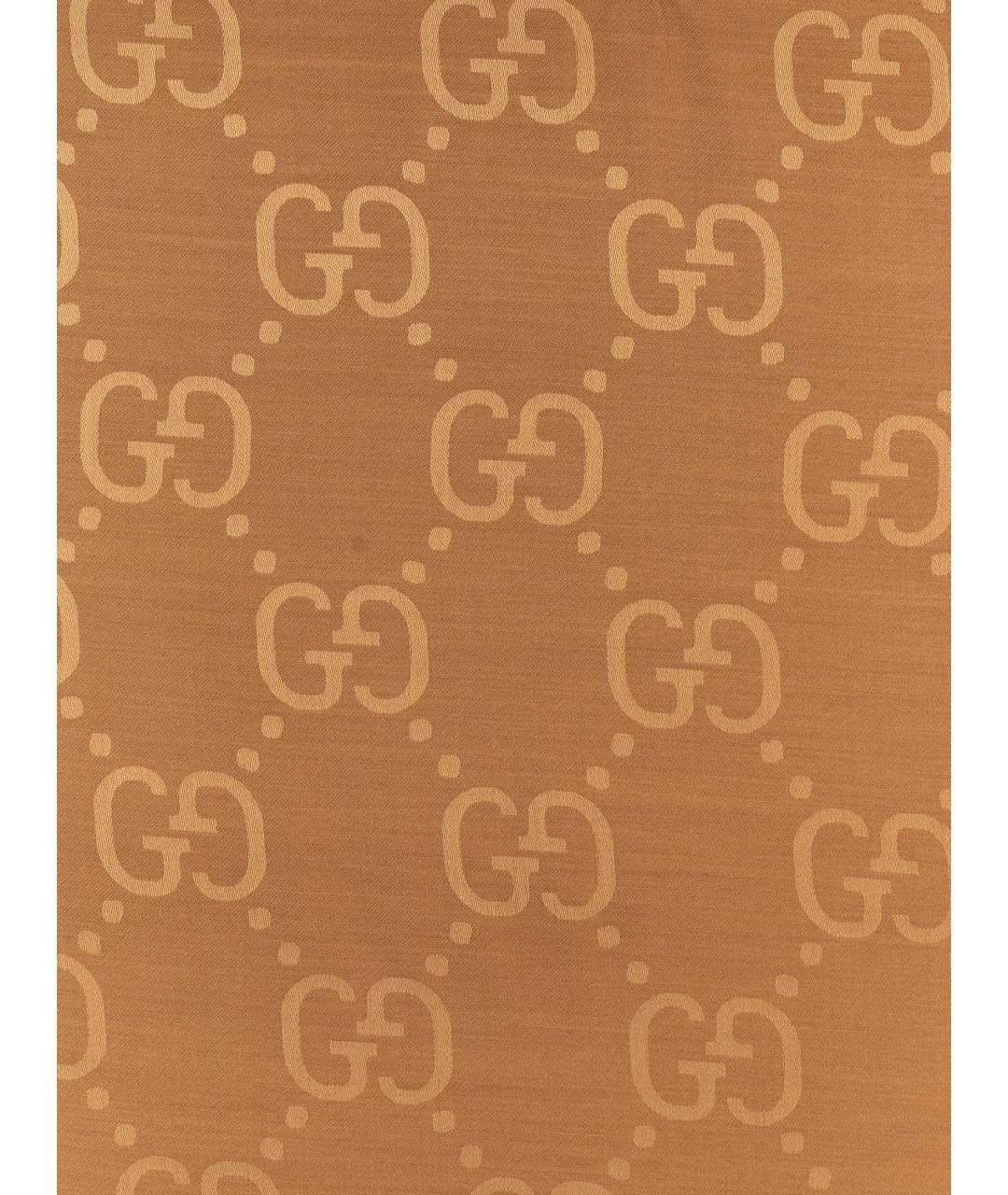 GUCCI Бежевый шелковый шарф, фото 3