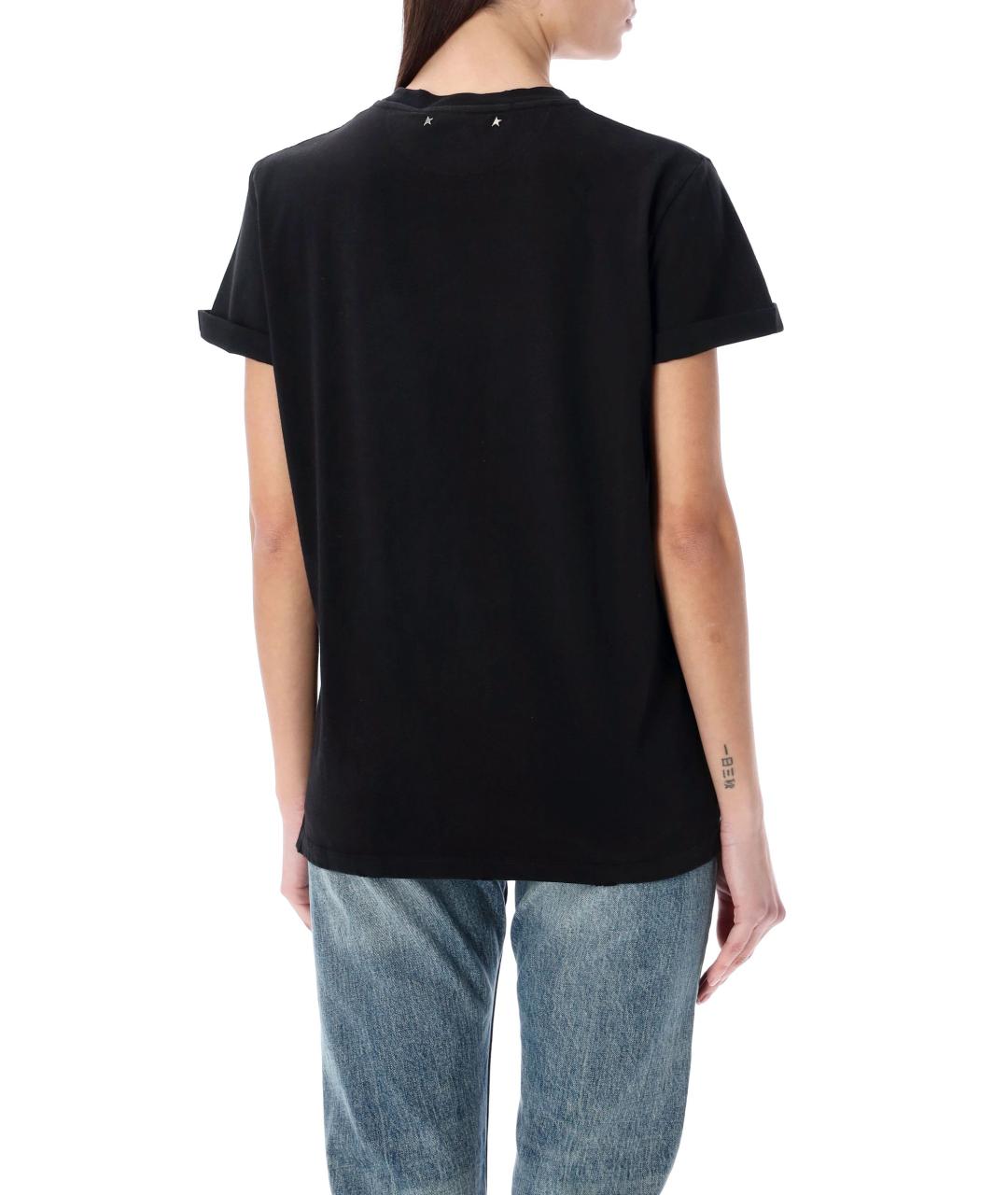 GOLDEN GOOSE DELUXE BRAND Черная хлопковая футболка, фото 3