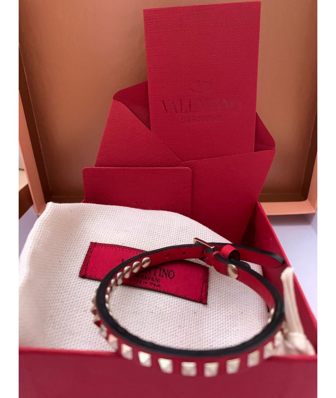 VALENTINO Красный кожаный браслет, фото 6