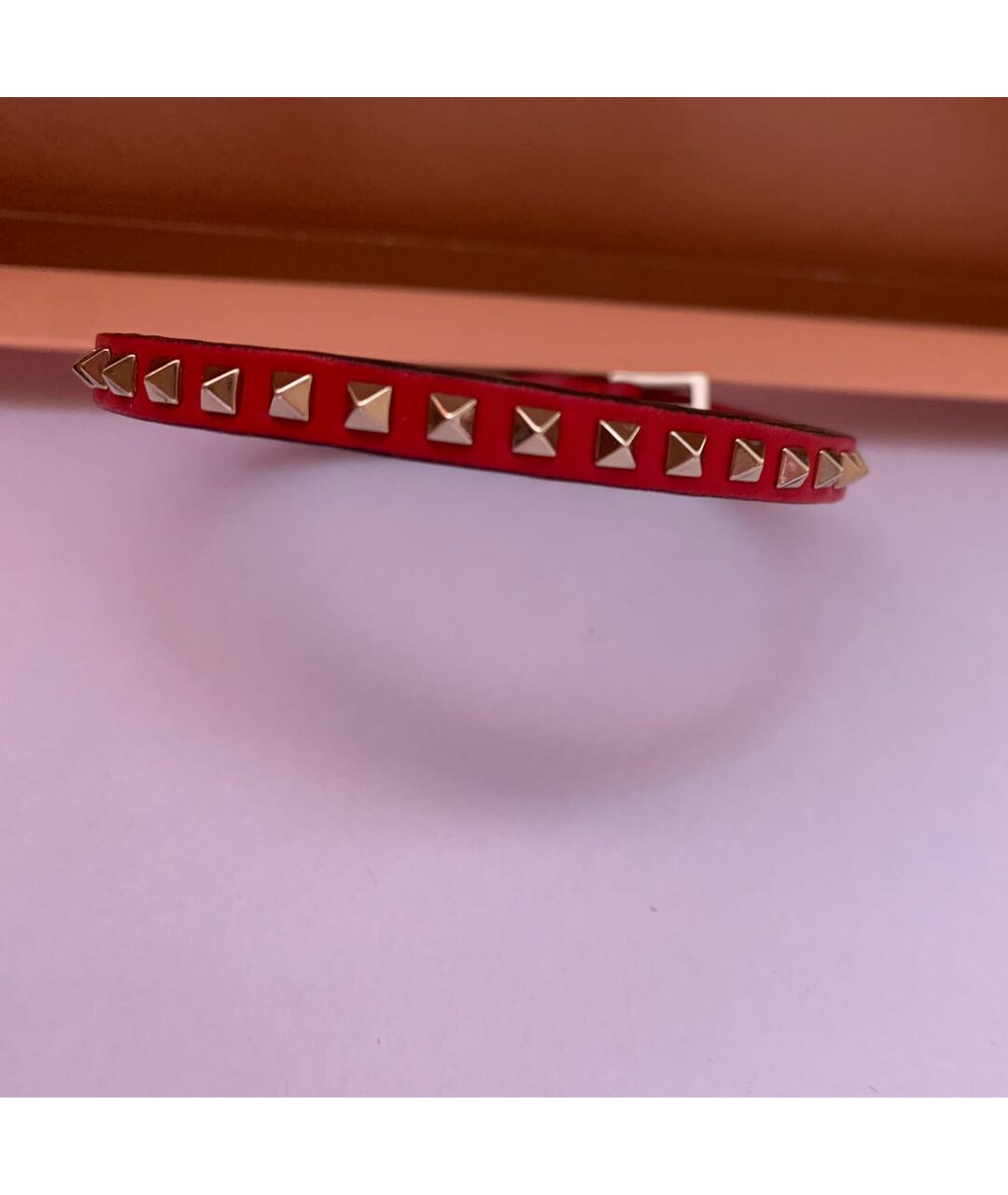 VALENTINO Красный кожаный браслет, фото 2