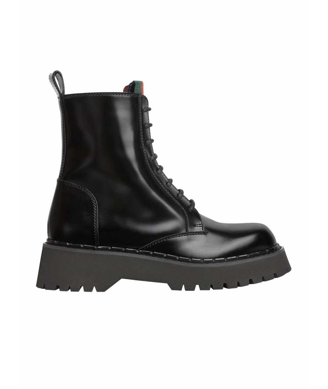 GUCCI Черные кожаные ботинки, фото 1