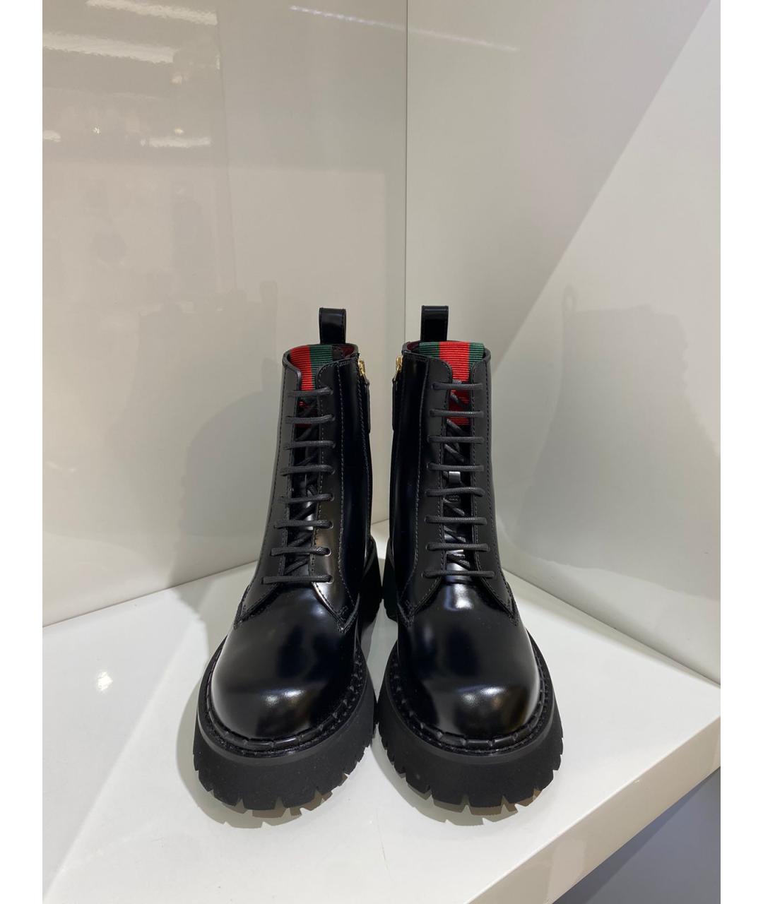 GUCCI Черные кожаные ботинки, фото 3