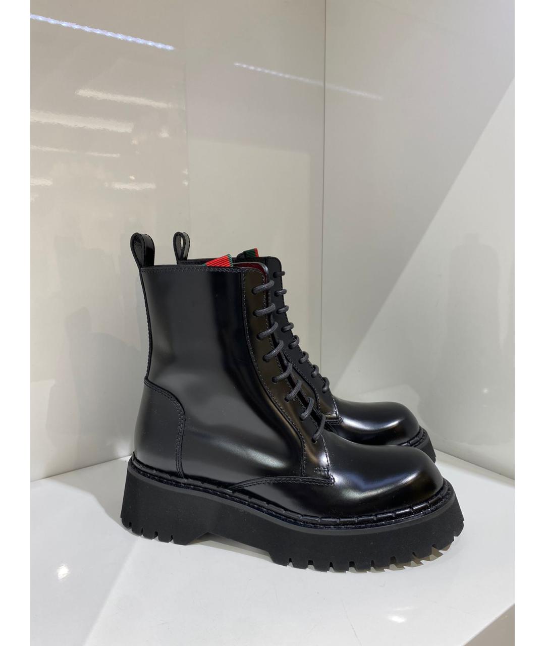 GUCCI Черные кожаные ботинки, фото 2