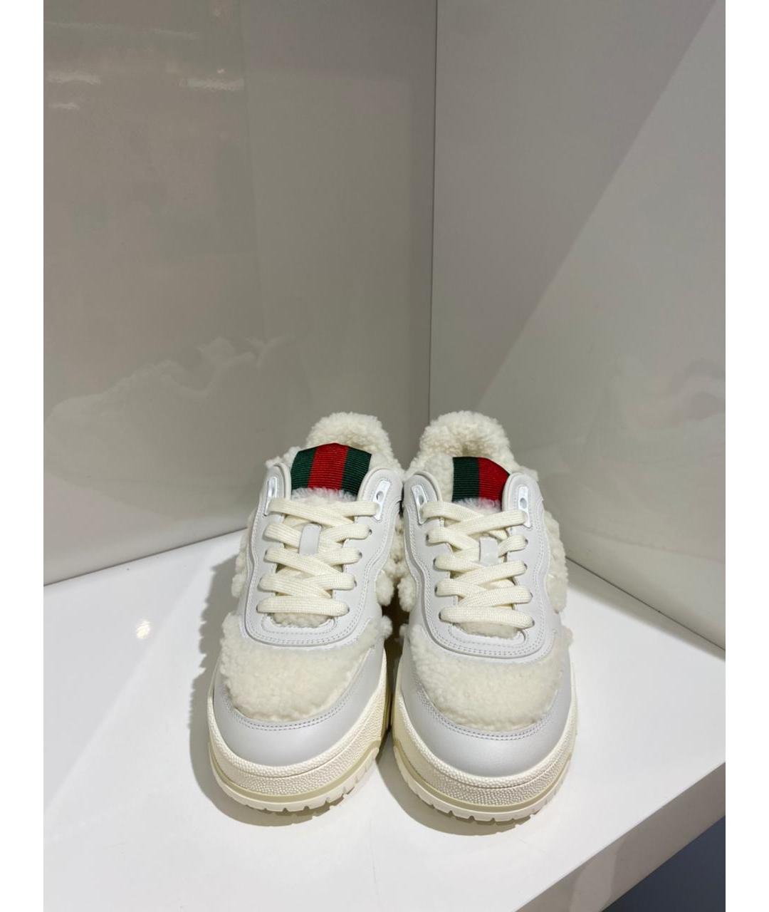 GUCCI Белые кожаные кроссовки, фото 3