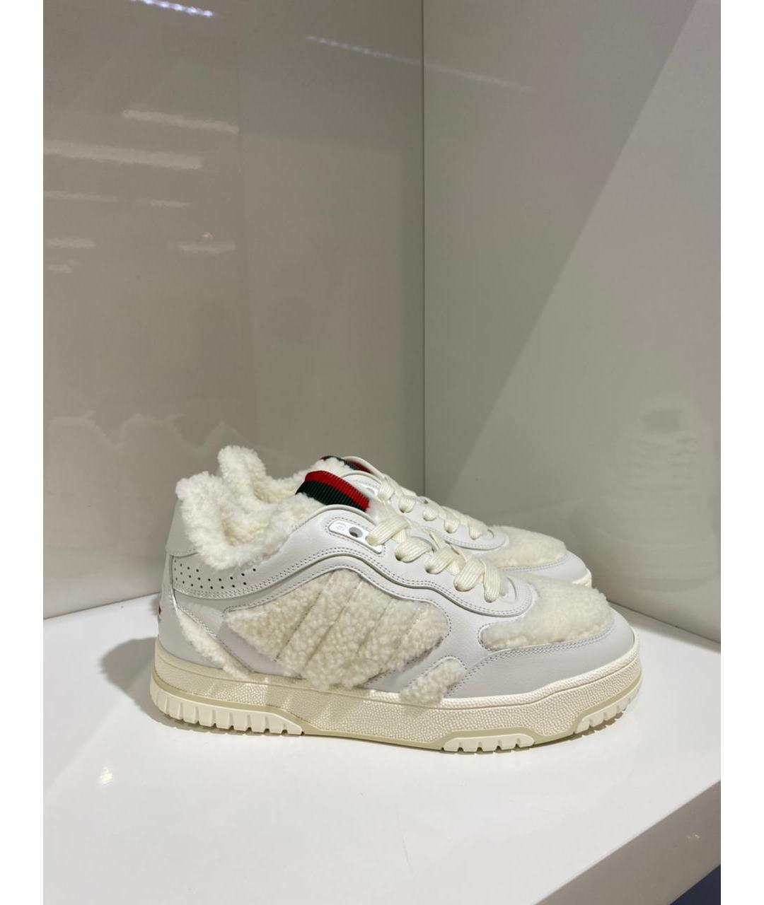 GUCCI Белые кожаные кроссовки, фото 2