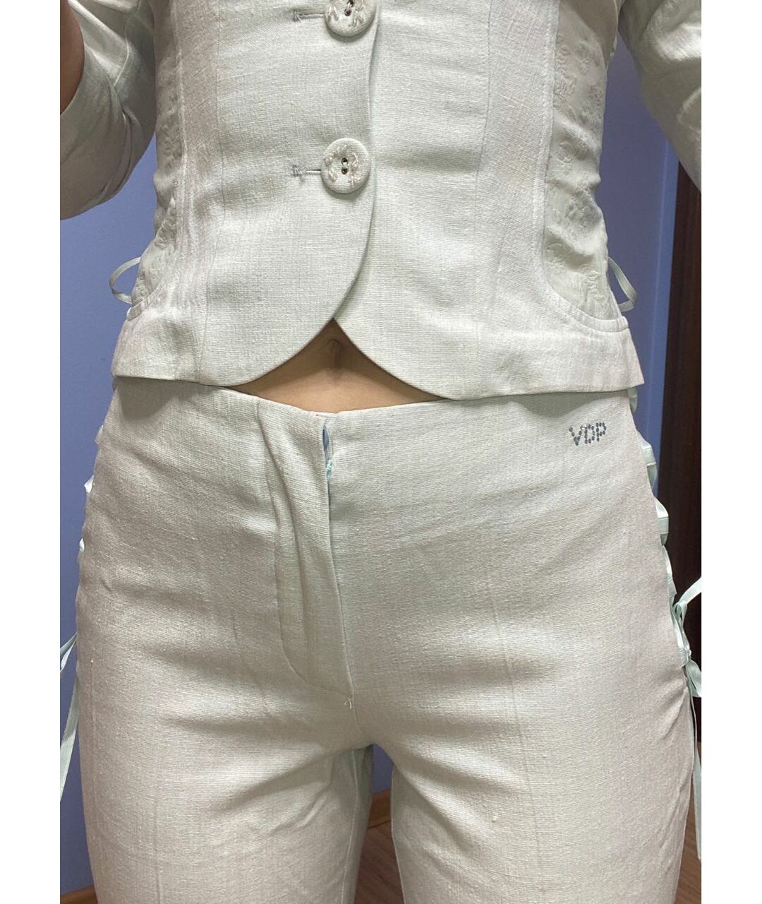 VDP Белый вискозный костюм с брюками, фото 6