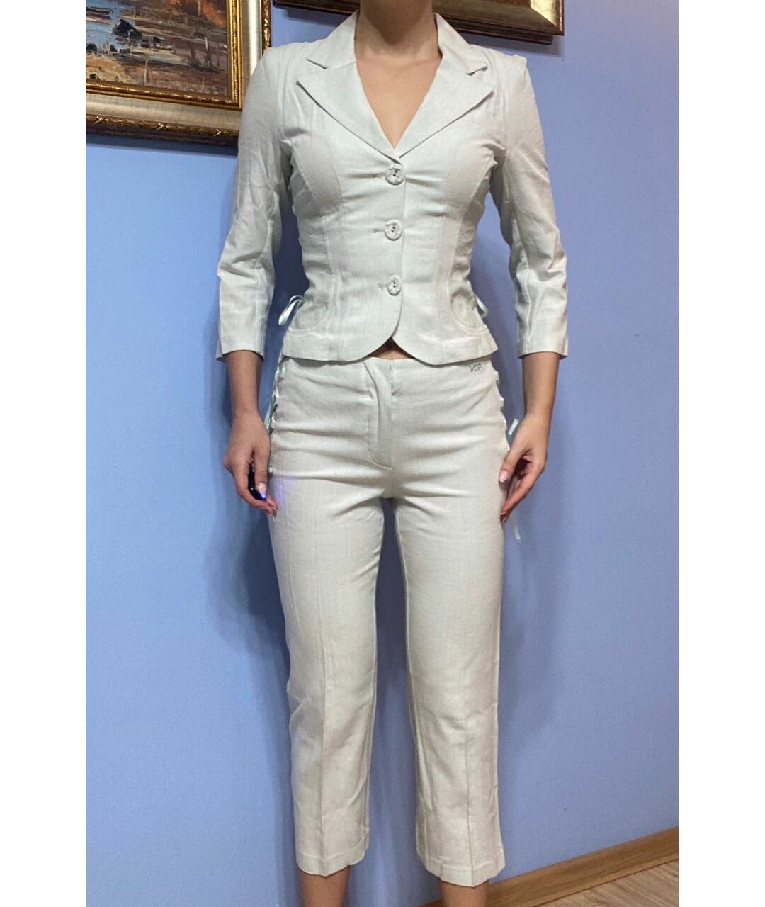 VDP Белый вискозный костюм с брюками, фото 9