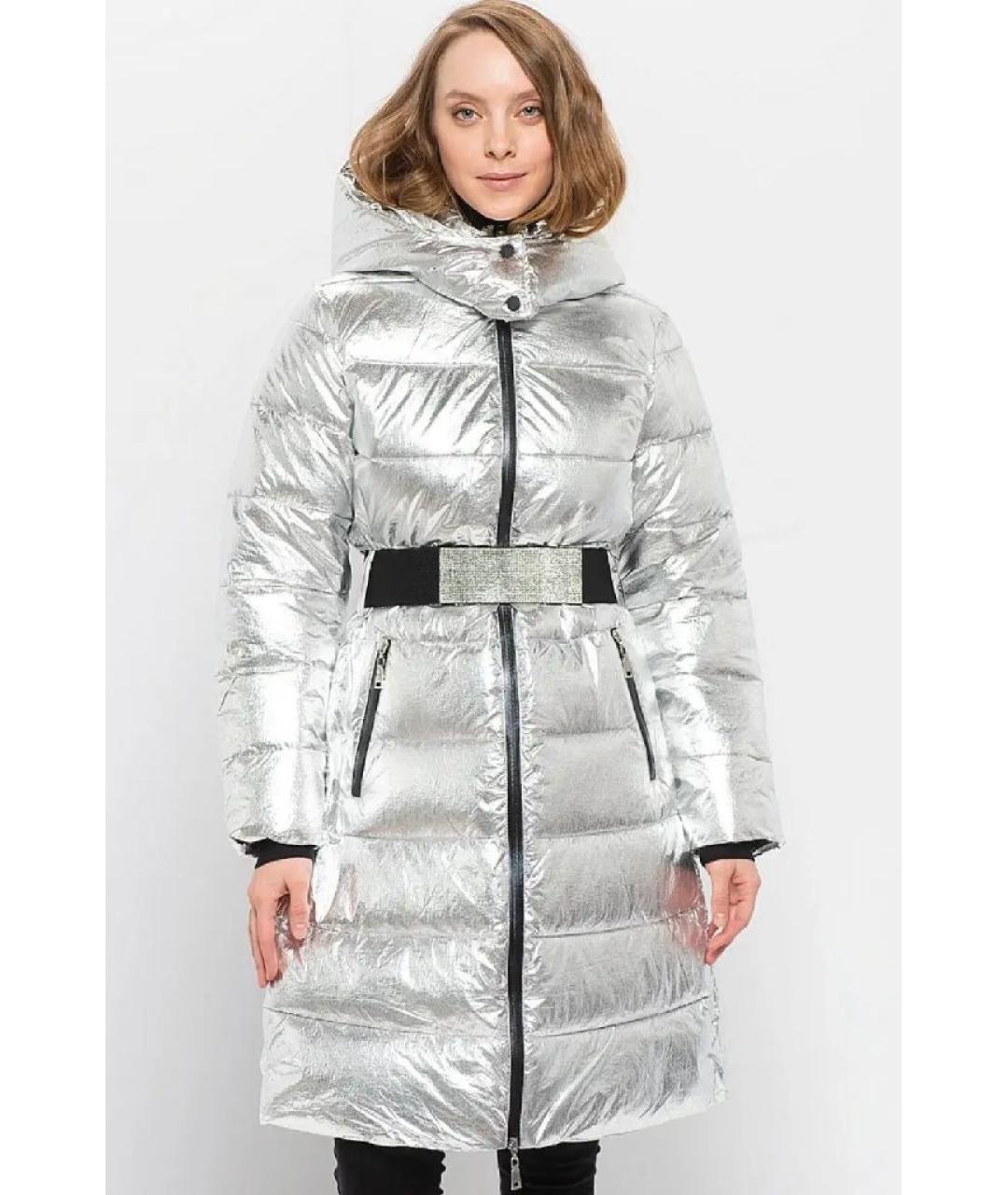 TWIN-SET Серебрянный полиэстеровый пуховик, фото 3