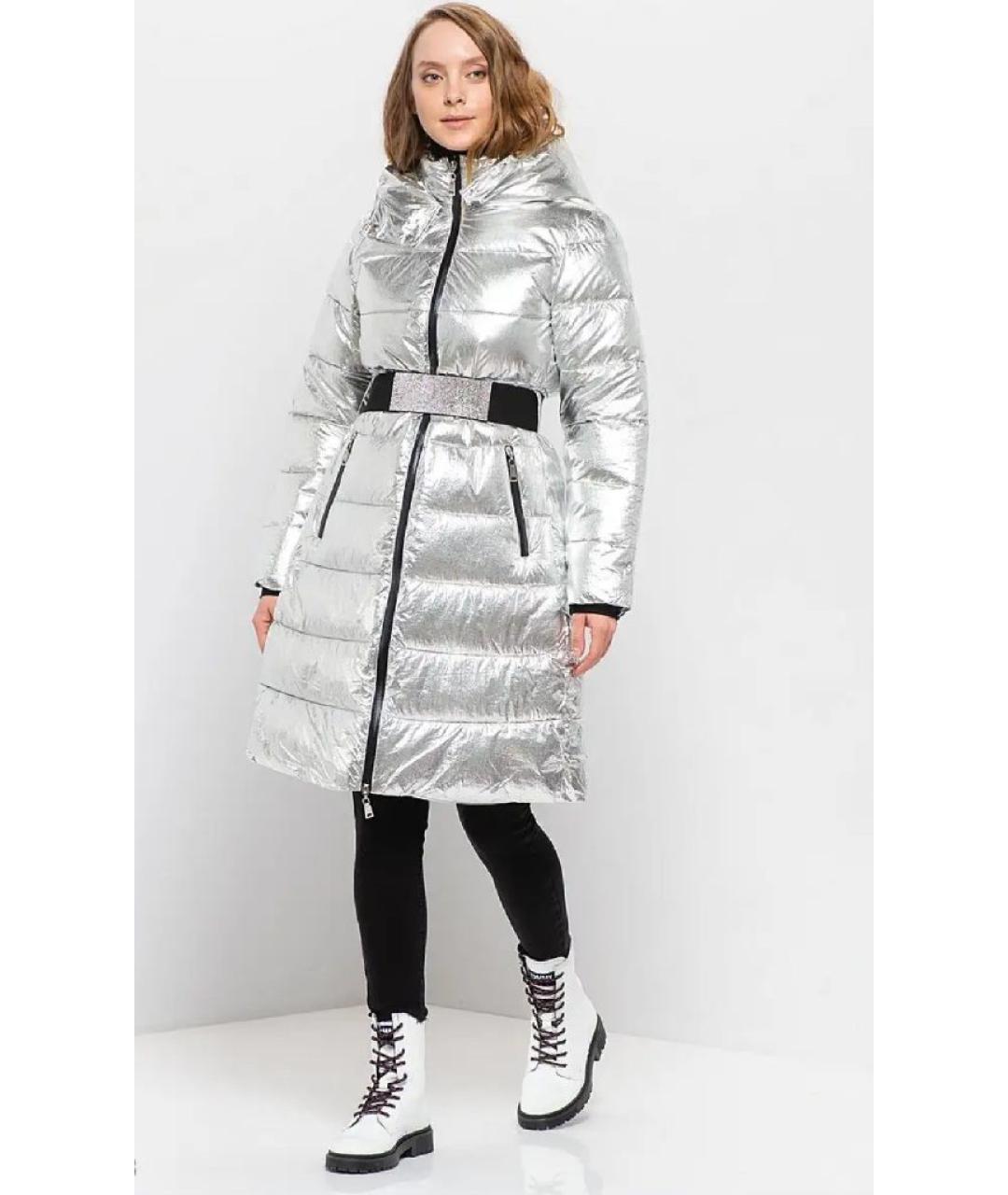 TWIN-SET Серебрянный полиэстеровый пуховик, фото 2