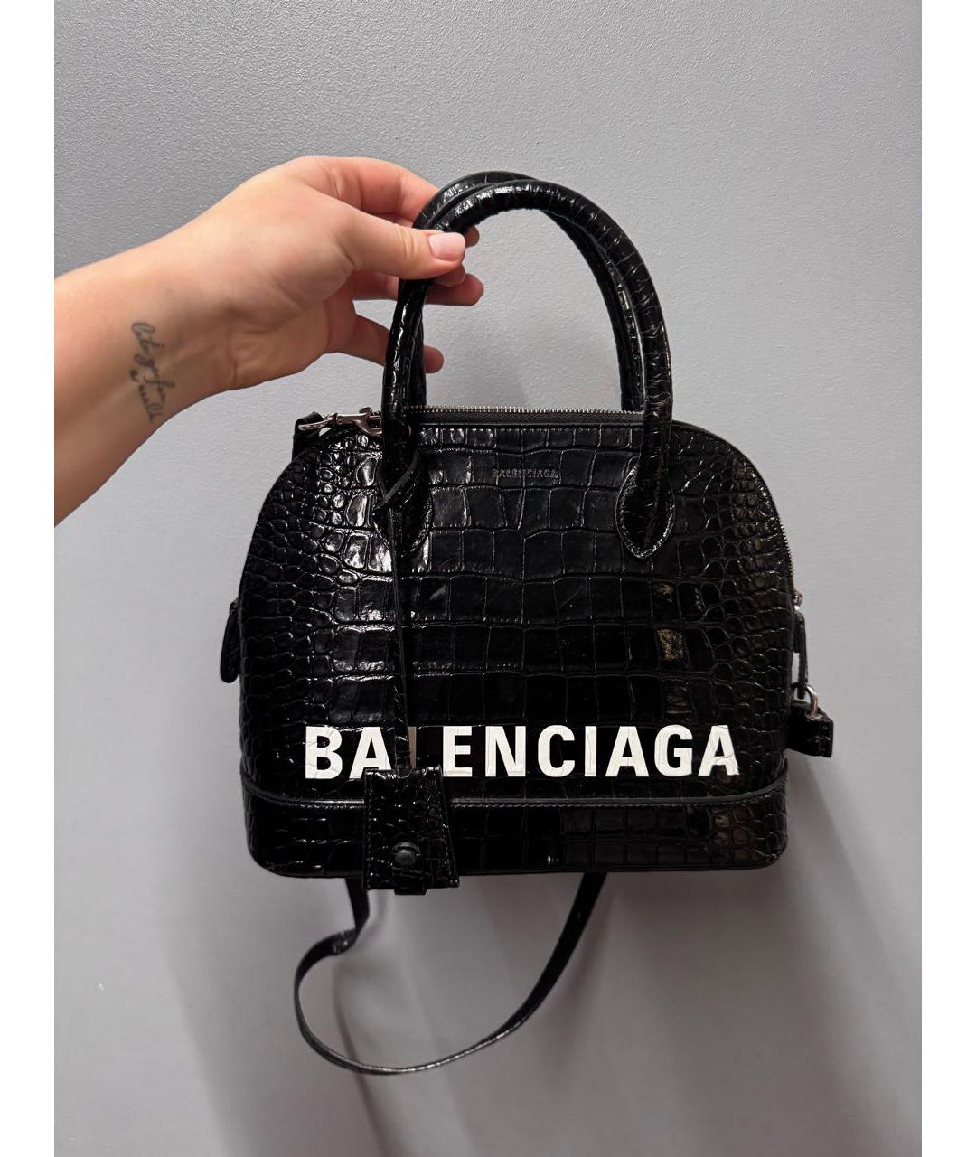 BALENCIAGA Черная сумка с короткими ручками из лакированной кожи, фото 7