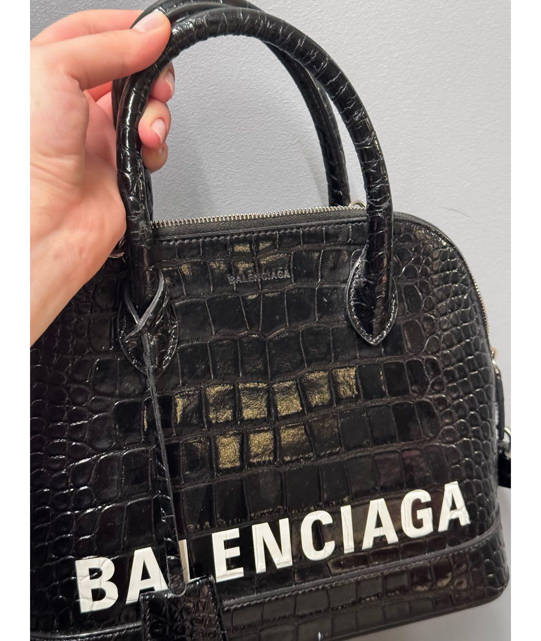 BALENCIAGA Черная сумка с короткими ручками из лакированной кожи, фото 2