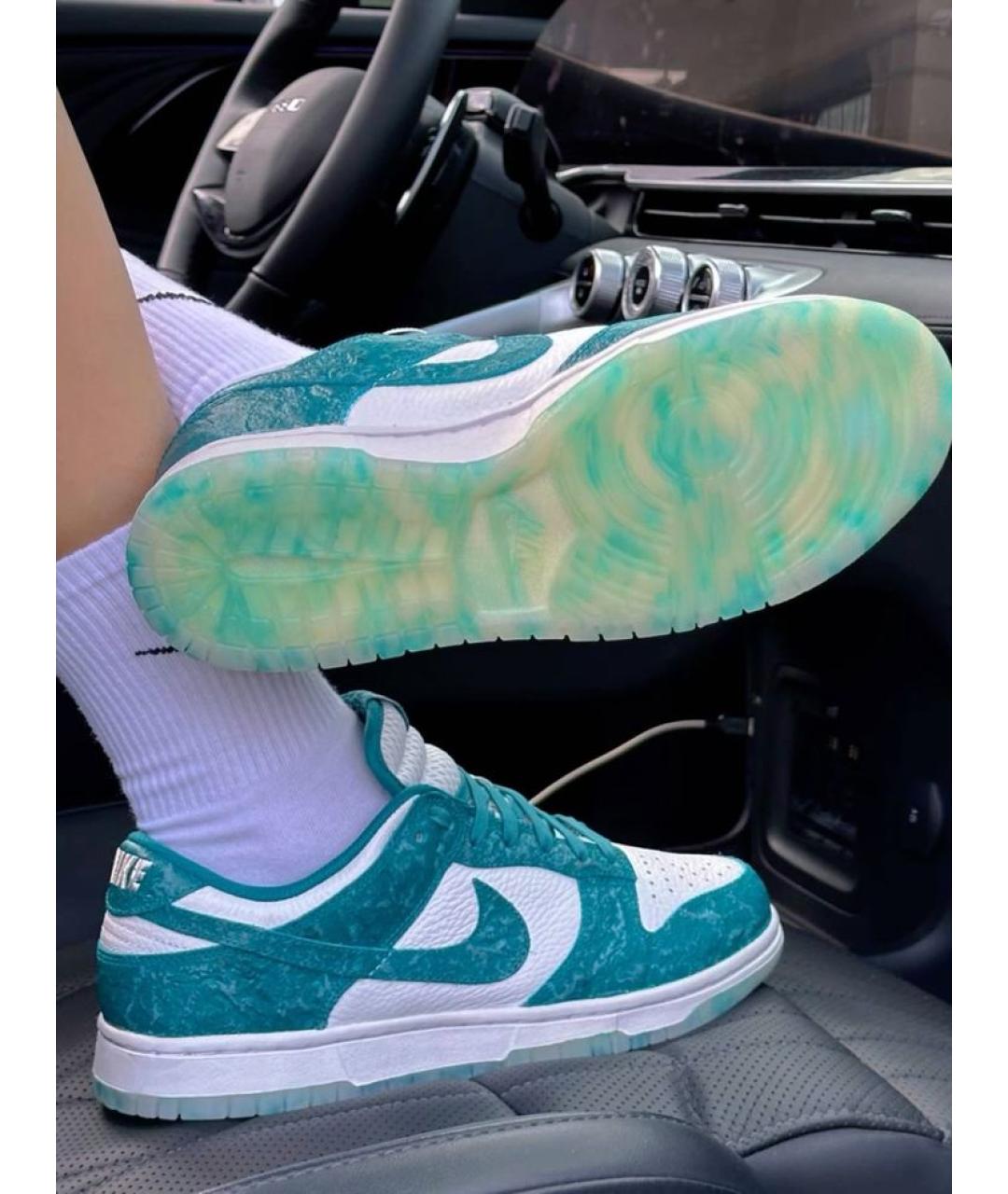 NIKE Бирюзовые кожаные низкие кроссовки / кеды, фото 5