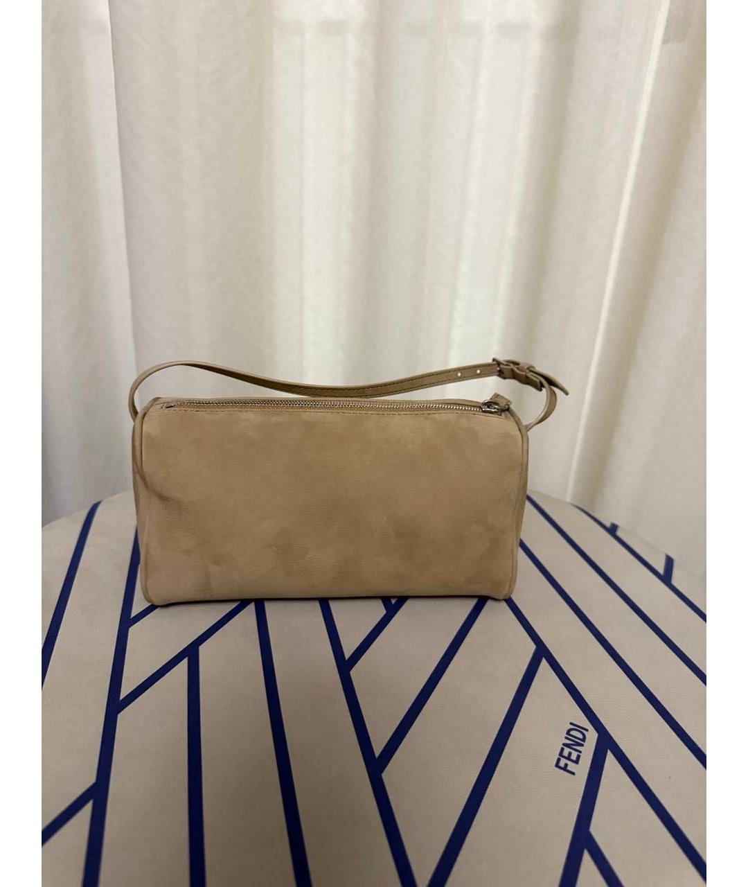 THE ROW Хаки замшевая сумка с короткими ручками, фото 4