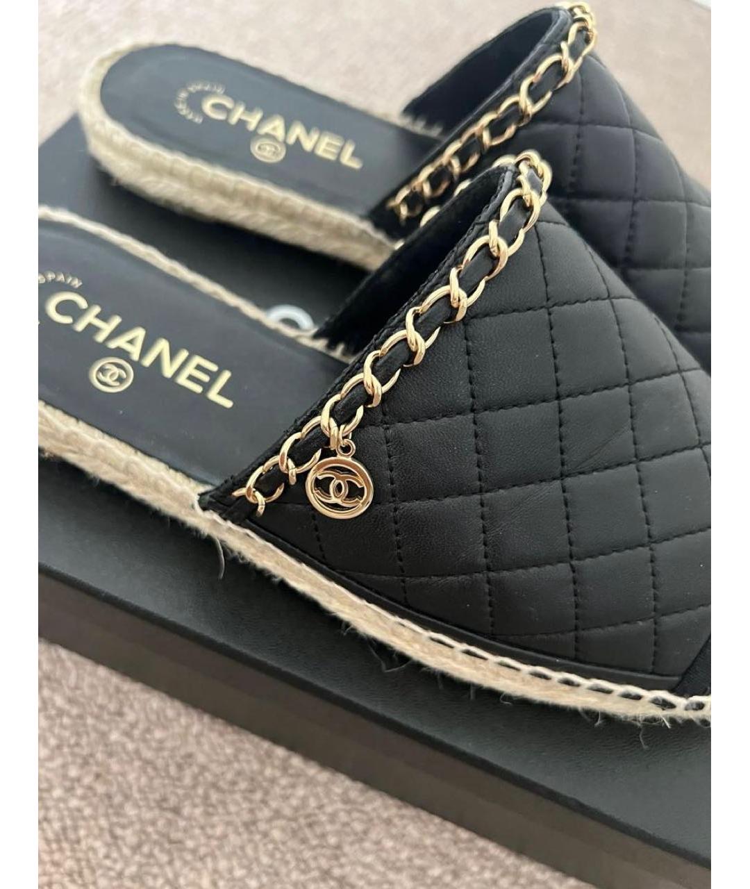 CHANEL Черные кожаные сабо, фото 6