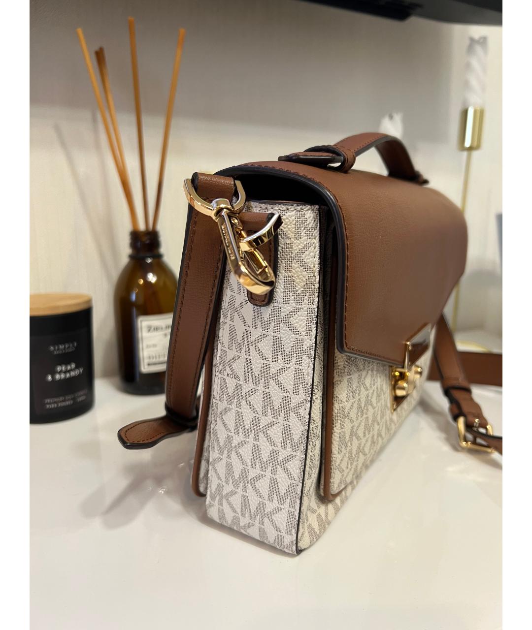 MICHAEL KORS Бежевая кожаная сумка через плечо, фото 2