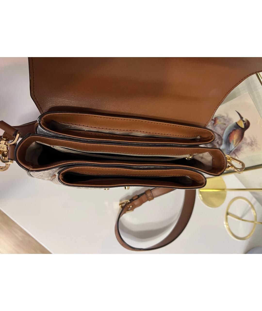 MICHAEL KORS Бежевая кожаная сумка через плечо, фото 4