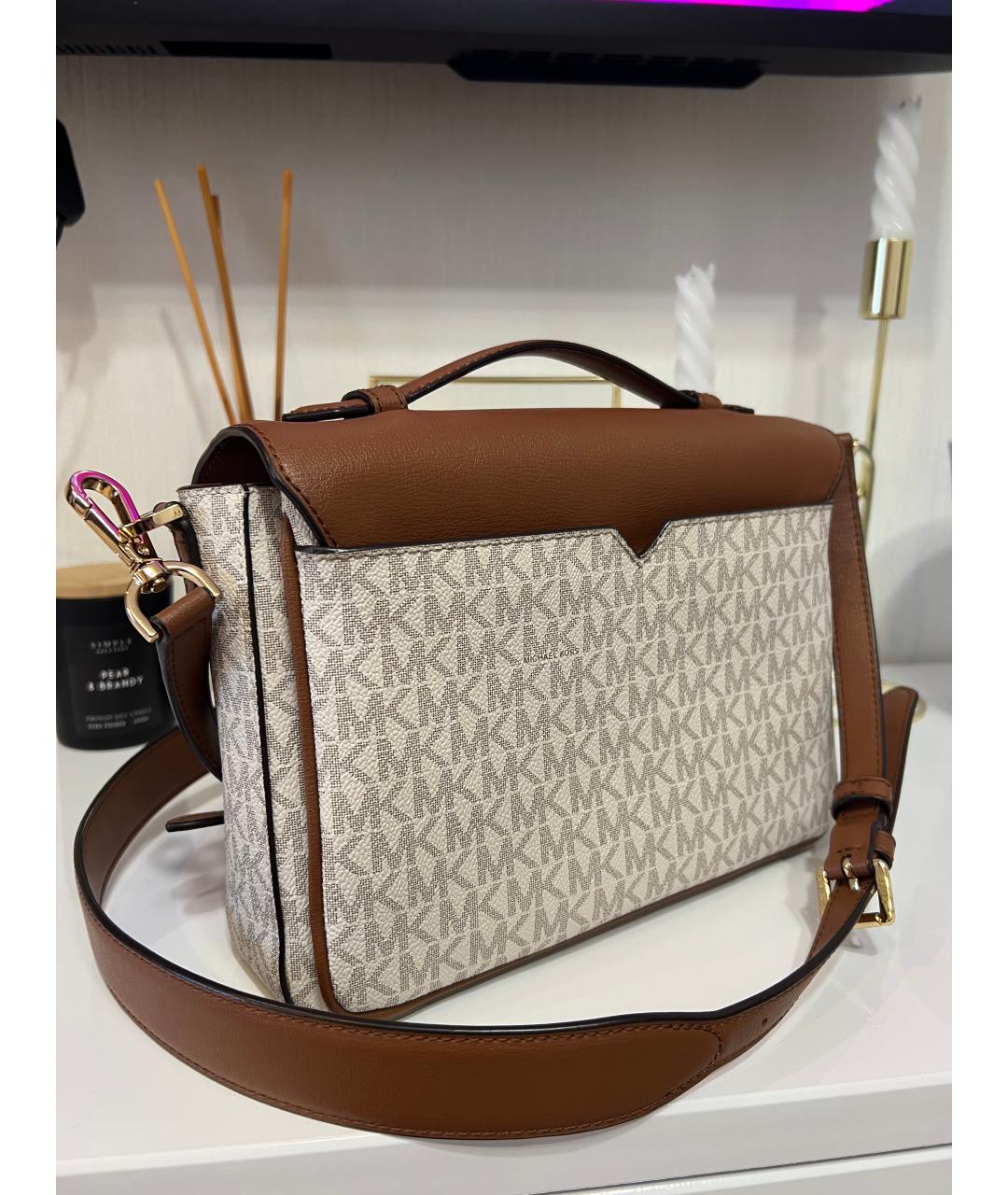 MICHAEL KORS Бежевая кожаная сумка через плечо, фото 3