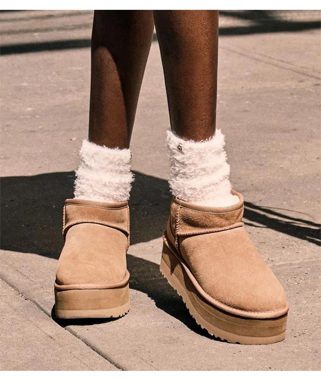 UGG AUSTRALIA Бежевые замшевые ботинки, фото 8