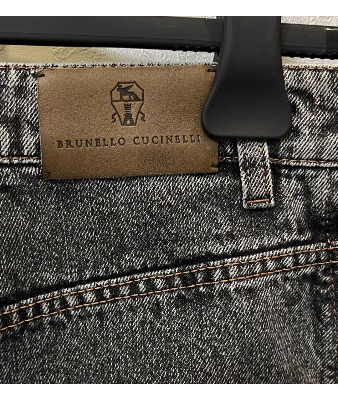 BRUNELLO CUCINELLI Серые хлопковые прямые джинсы, фото 4