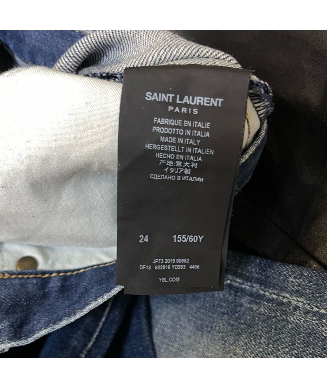 SAINT LAURENT Темно-синие хлопковые прямые джинсы, фото 6