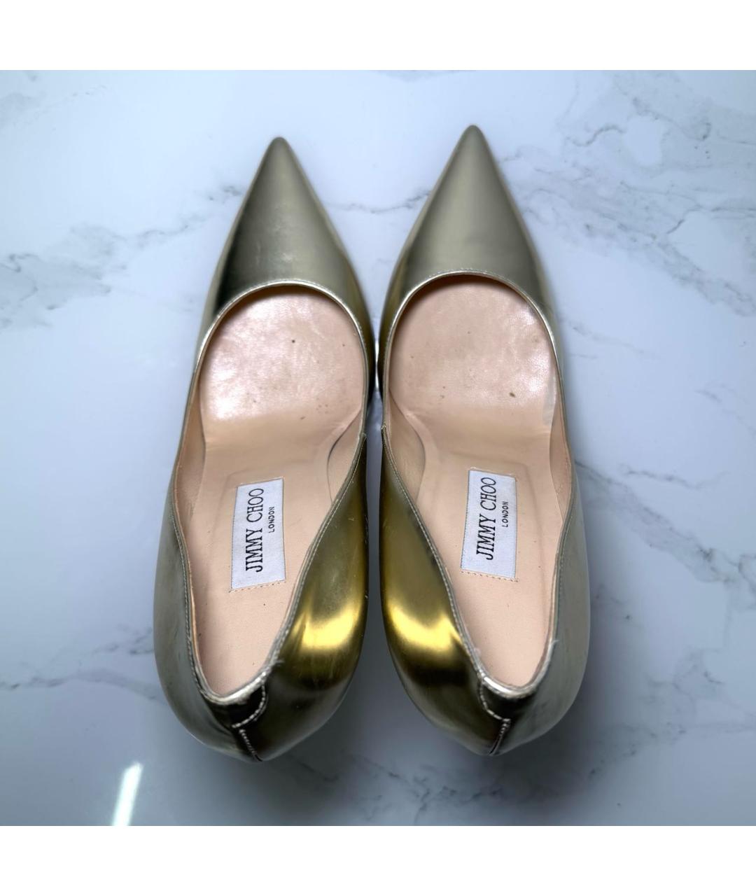 JIMMY CHOO Золотые кожаные туфли, фото 3