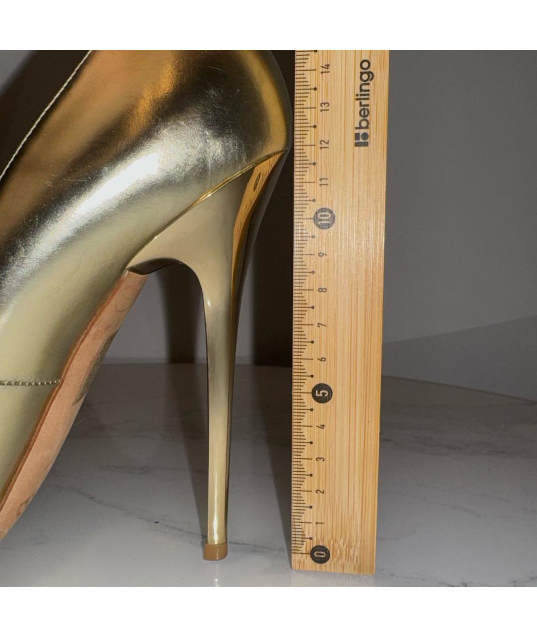 JIMMY CHOO Золотые кожаные туфли, фото 6