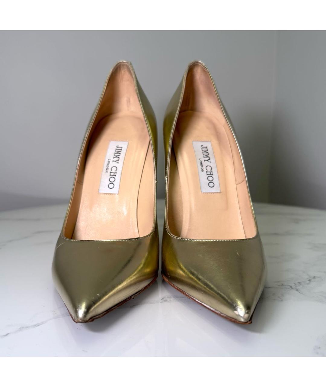 JIMMY CHOO Золотые кожаные туфли, фото 2