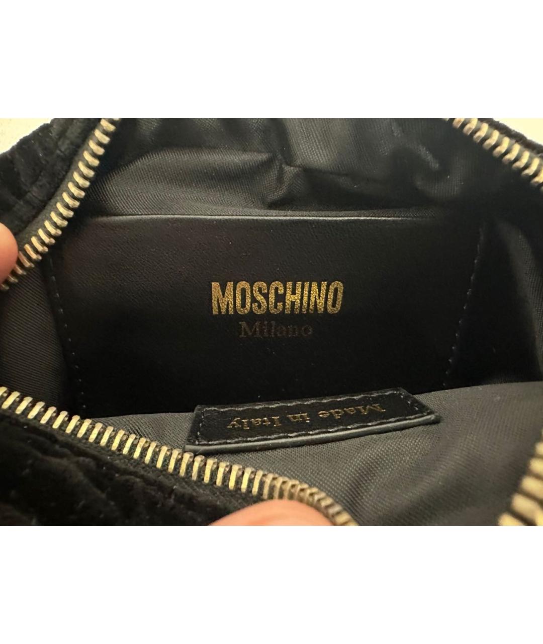 MOSCHINO Черная бархатная поясная сумка, фото 6