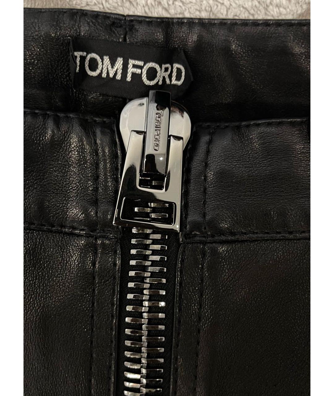 TOM FORD Черные кожаные леггинсы и велосипедки, фото 4