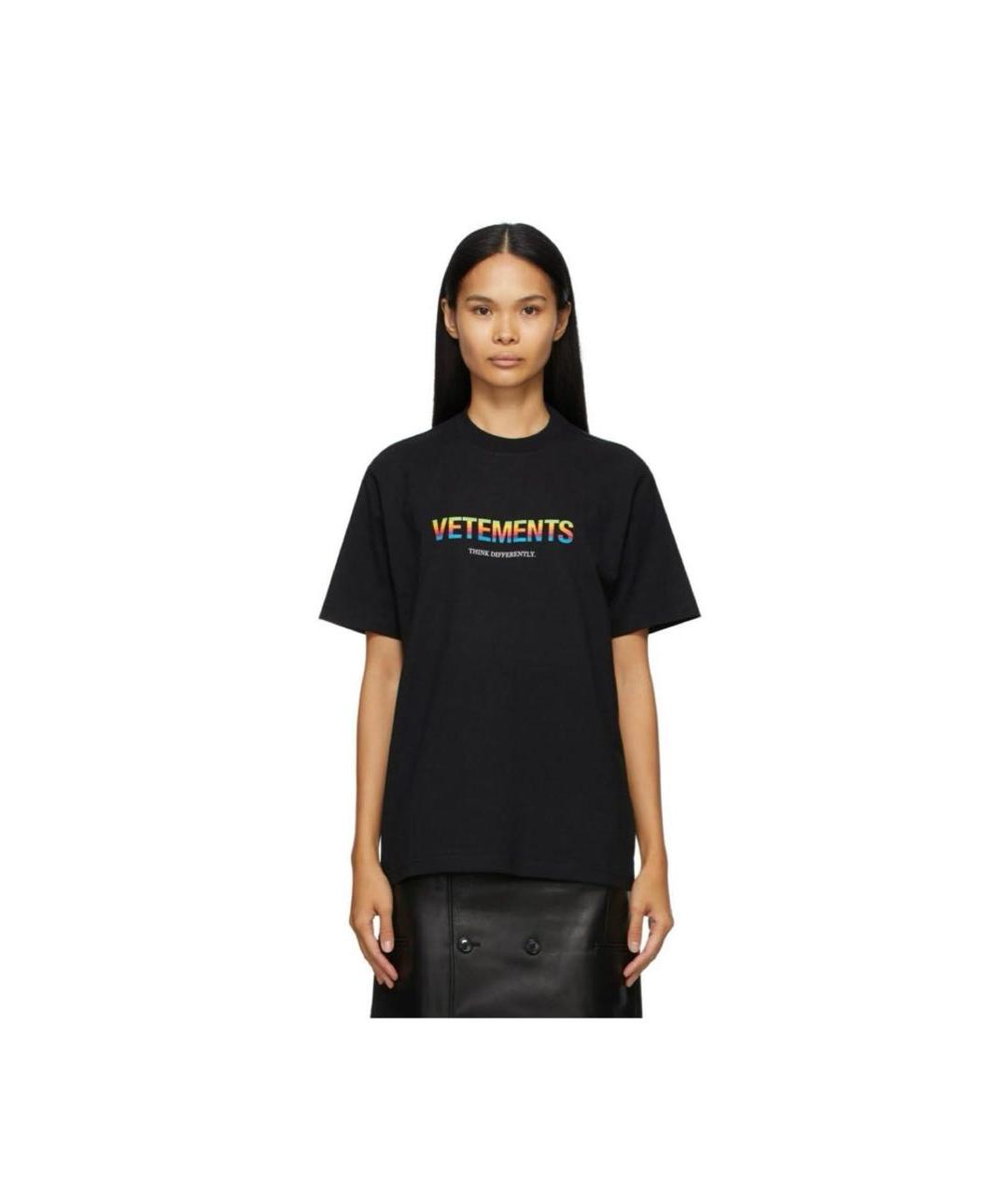 VETEMENTS Черная хлопковая футболка, фото 2