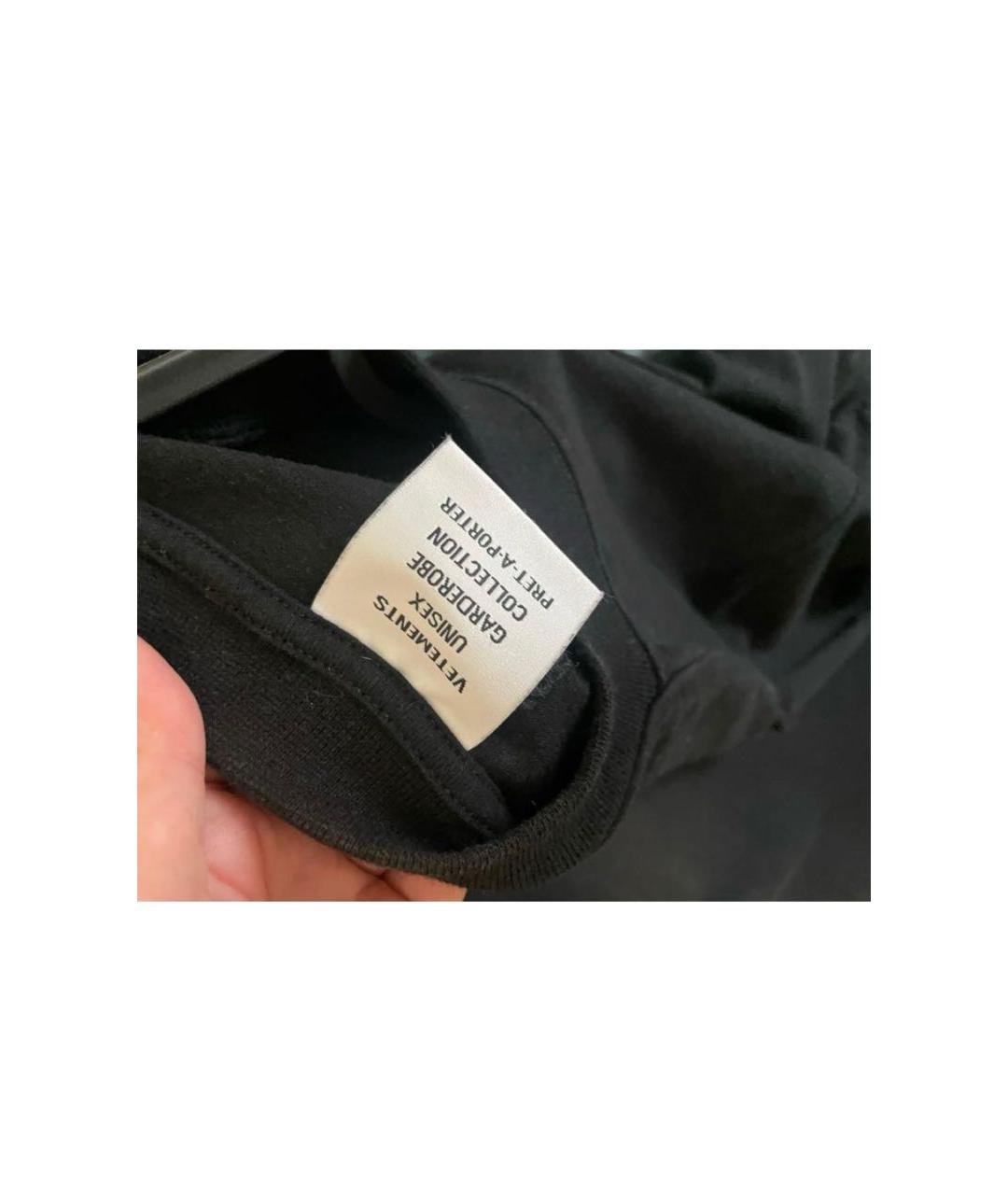 VETEMENTS Черная хлопковая футболка, фото 3