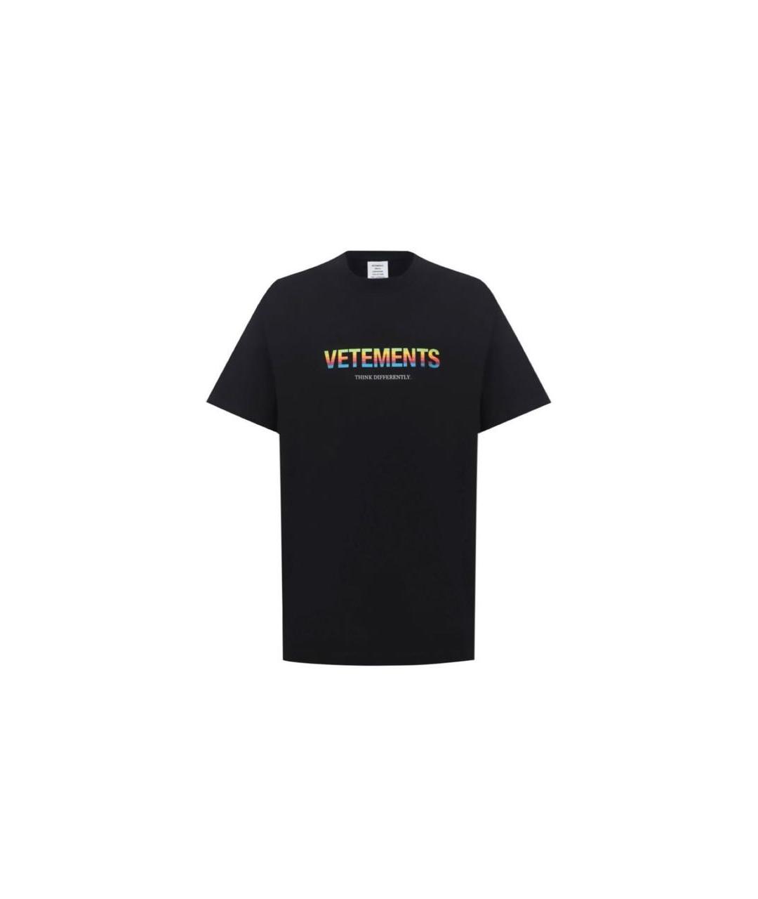 VETEMENTS Черная хлопковая футболка, фото 5
