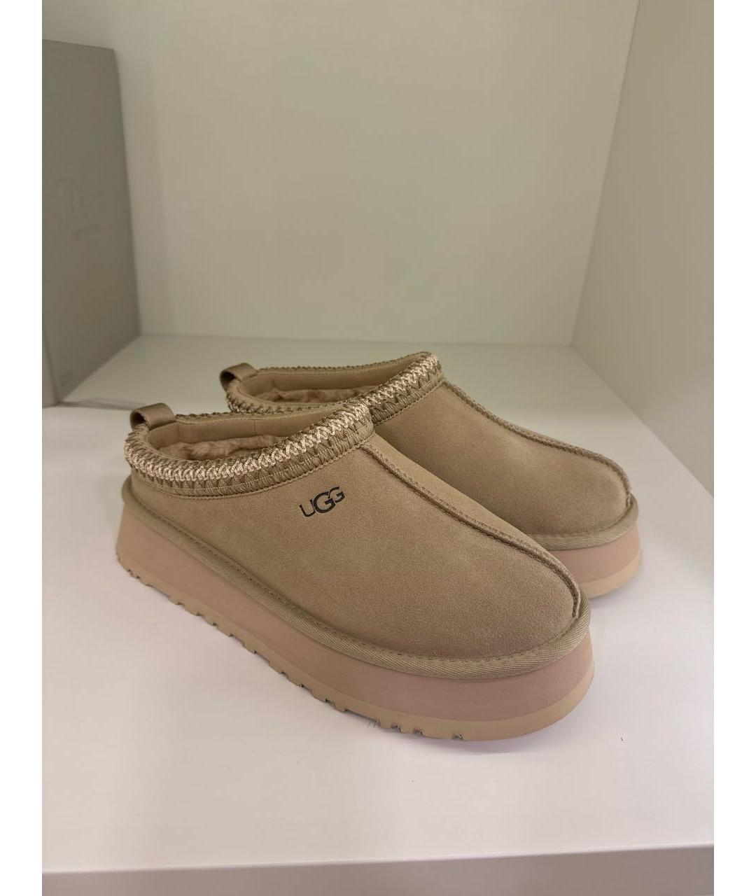 UGG AUSTRALIA Бежевые замшевые сабо, фото 5