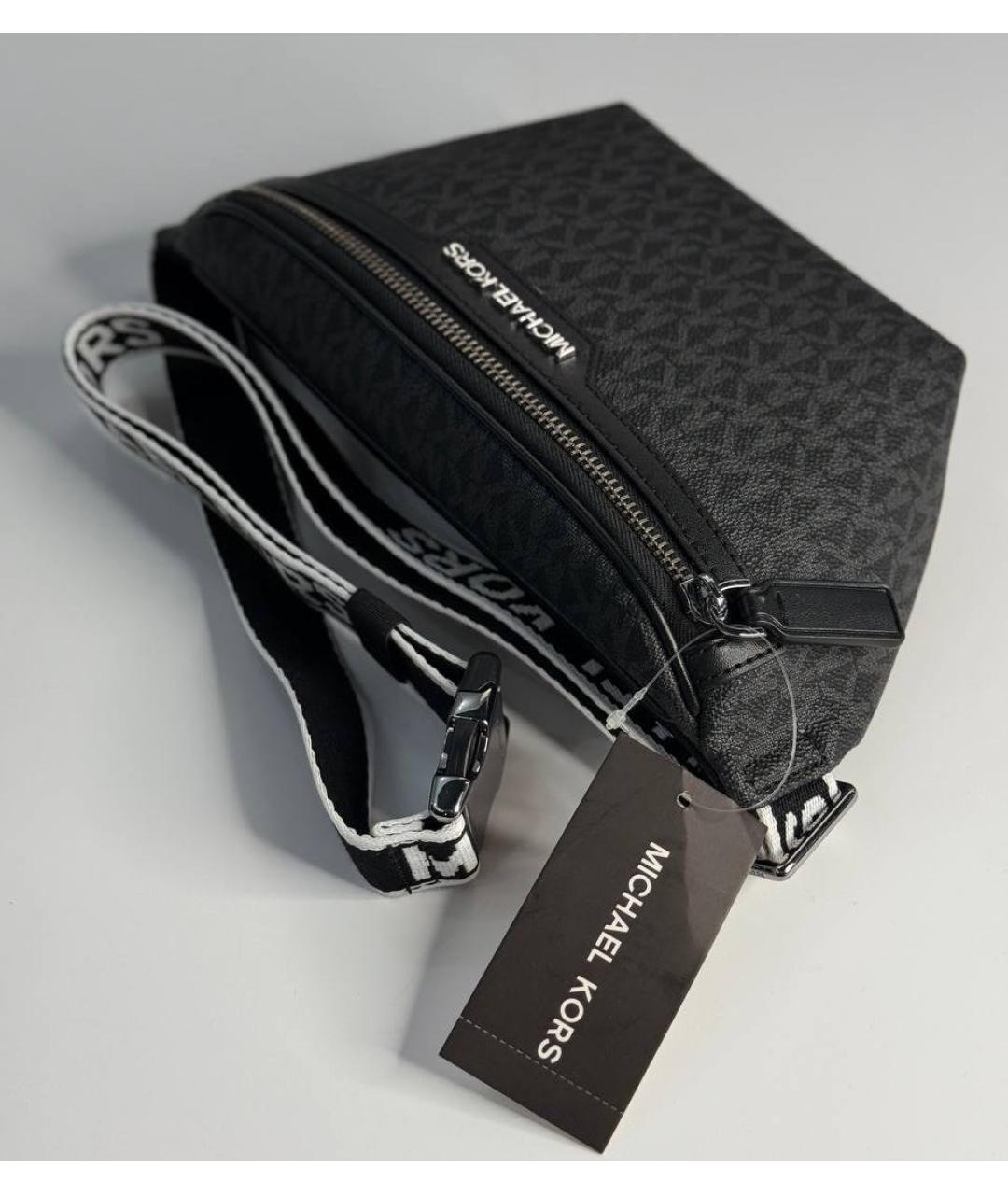 MICHAEL KORS Черная кожаная поясная сумка, фото 3