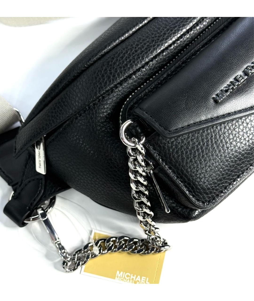 MICHAEL KORS Черная кожаная поясная сумка, фото 6