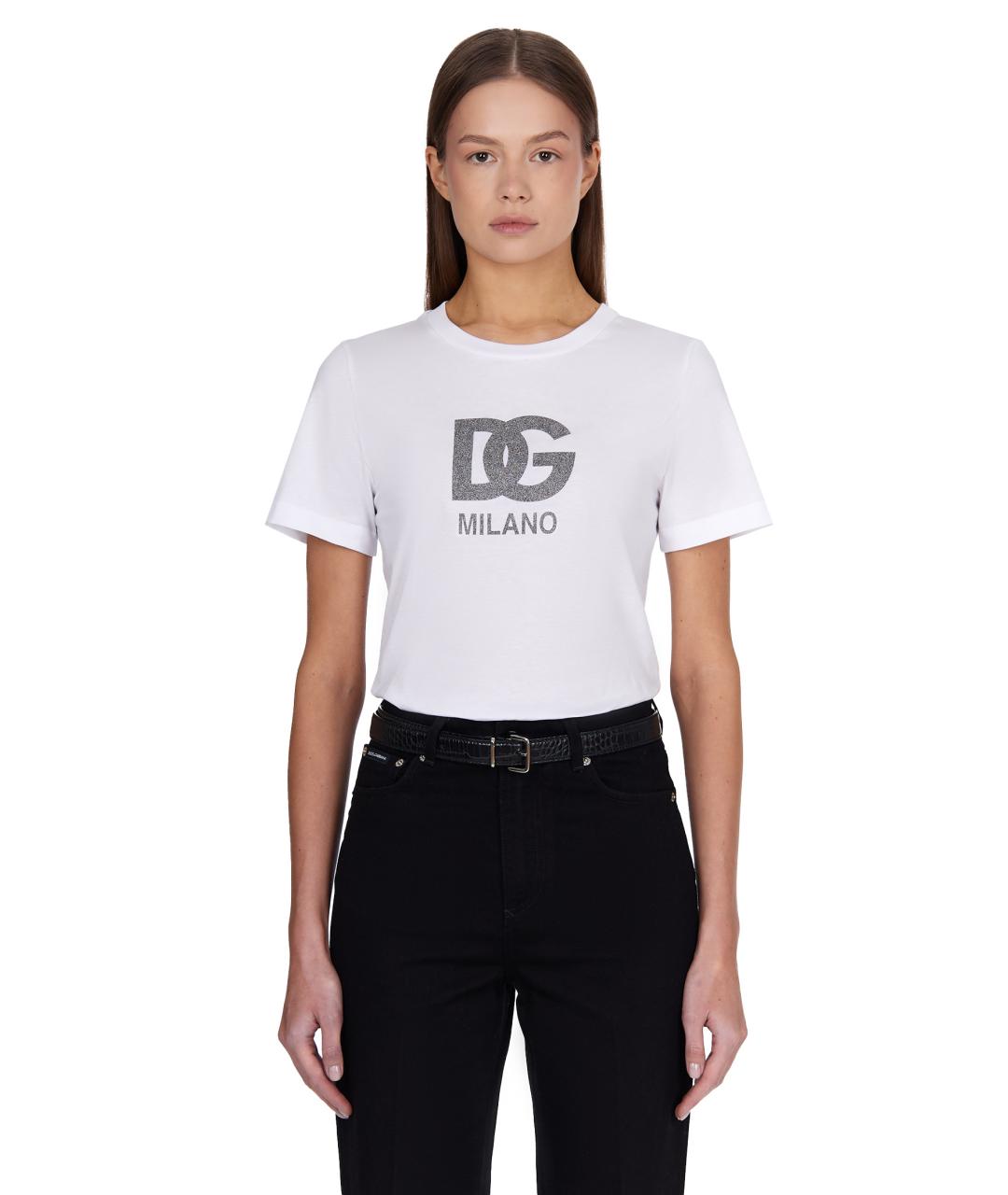 DOLCE&GABBANA Белая хлопковая футболка, фото 4