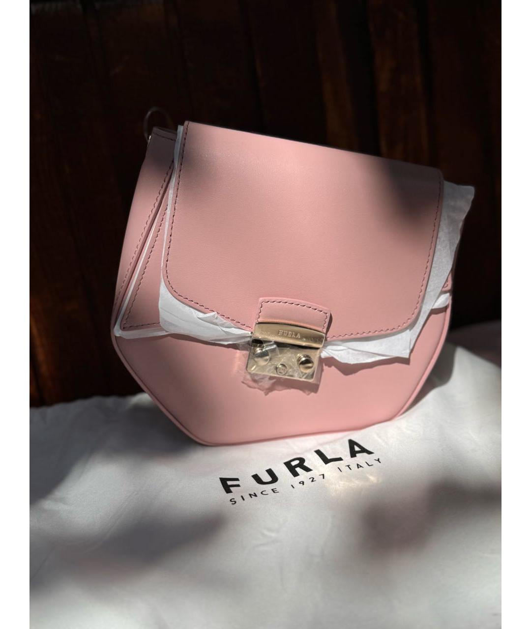 FURLA Розовая кожаная сумка через плечо, фото 5