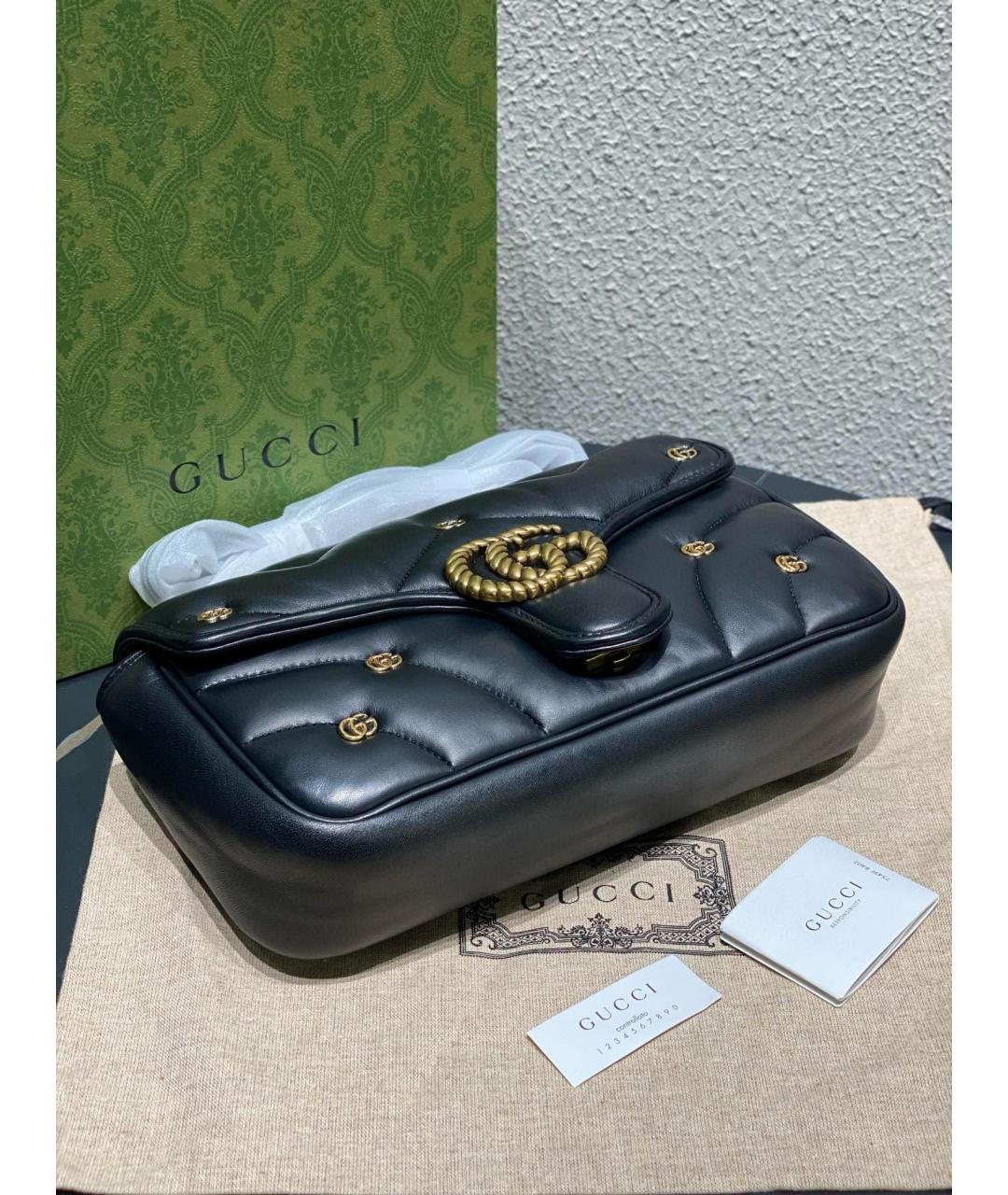 GUCCI Черная кожаная сумка через плечо, фото 6