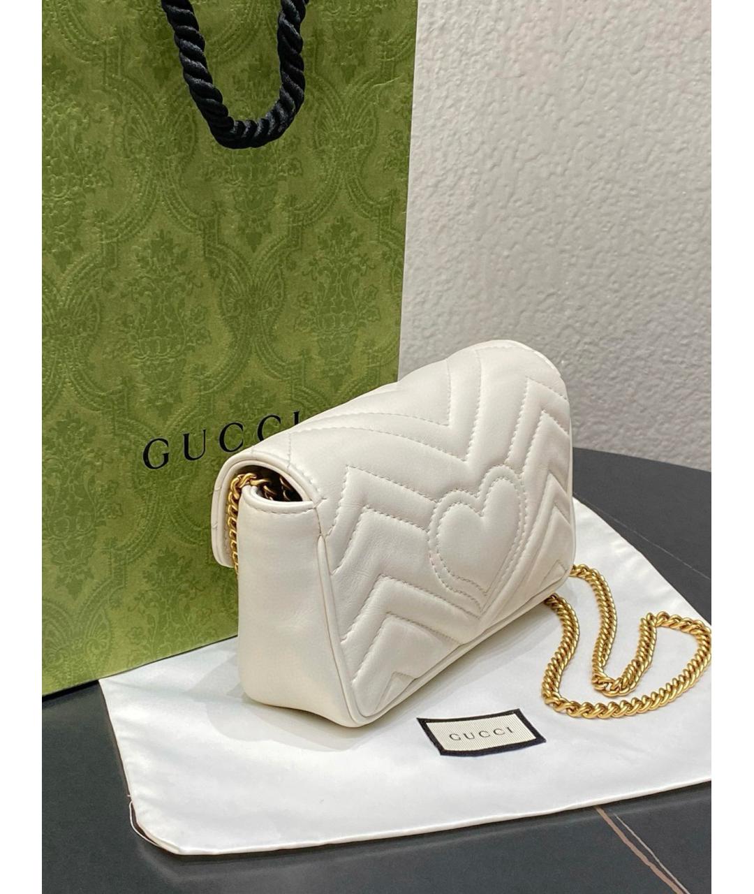 GUCCI Белая кожаная сумка через плечо, фото 4